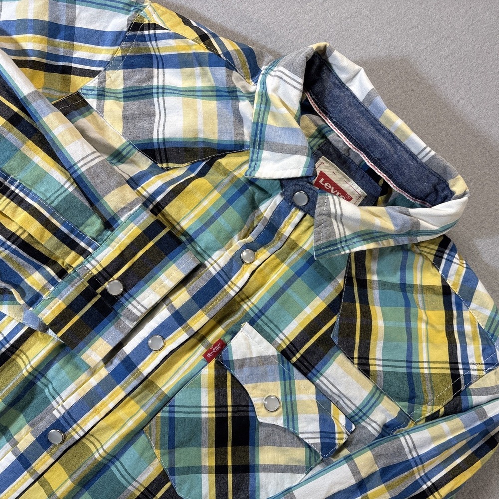 Levi's Pearl Snap Western Style Long Sleeve Shirt Kid's Size M Multicolor EUC
